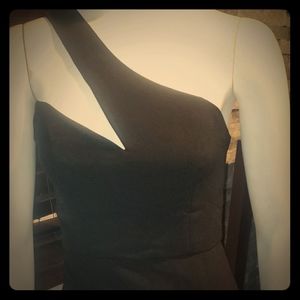 One shoulder black mini dress